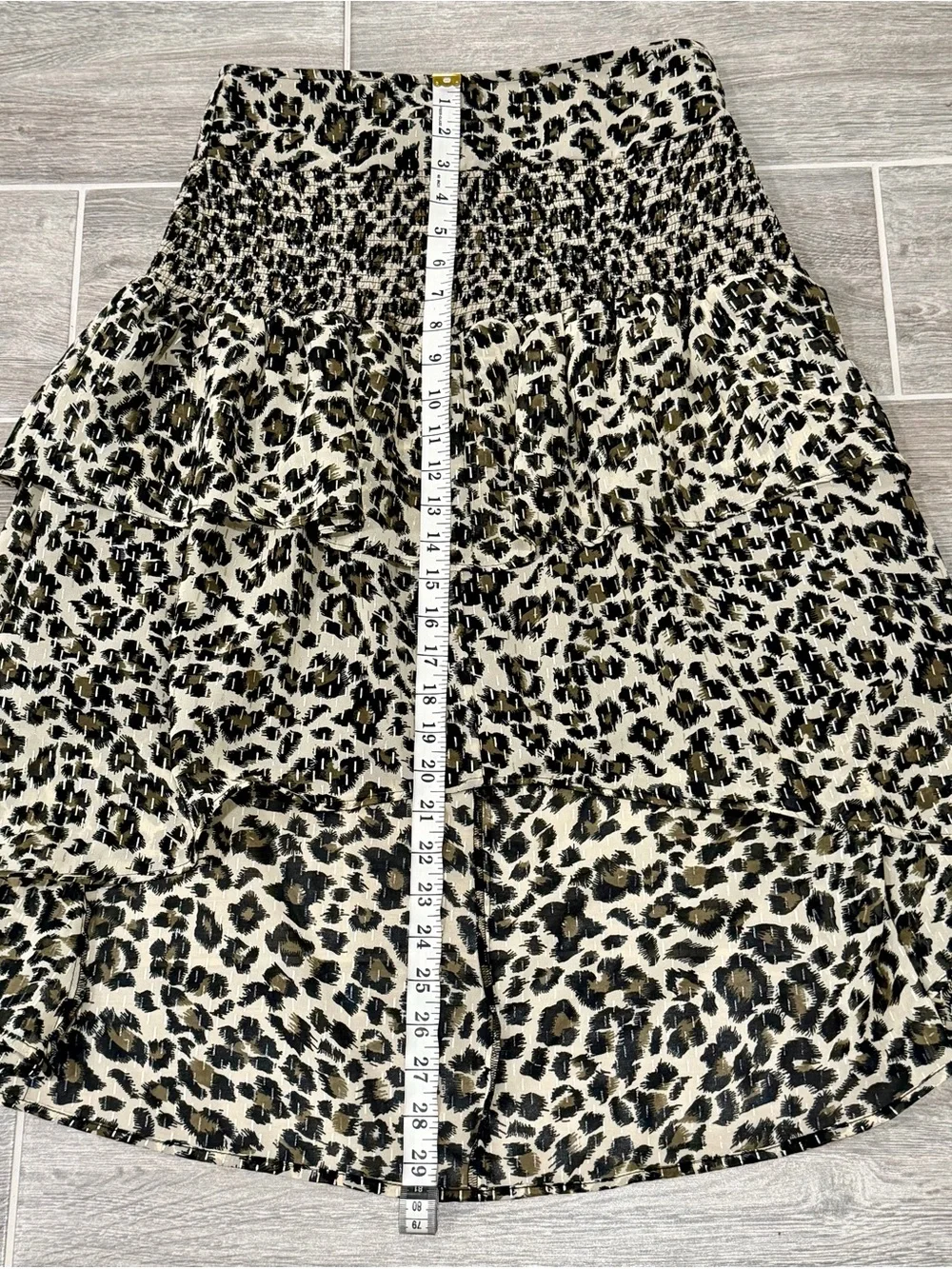 NWT! WALTER BAKER Dusty Olive Metallic Leopard Asymmetric Minty Skirt. Size 6.